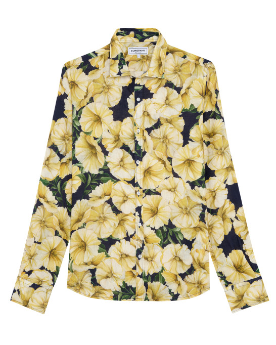 SUNNY - Summer flower print linen shirt