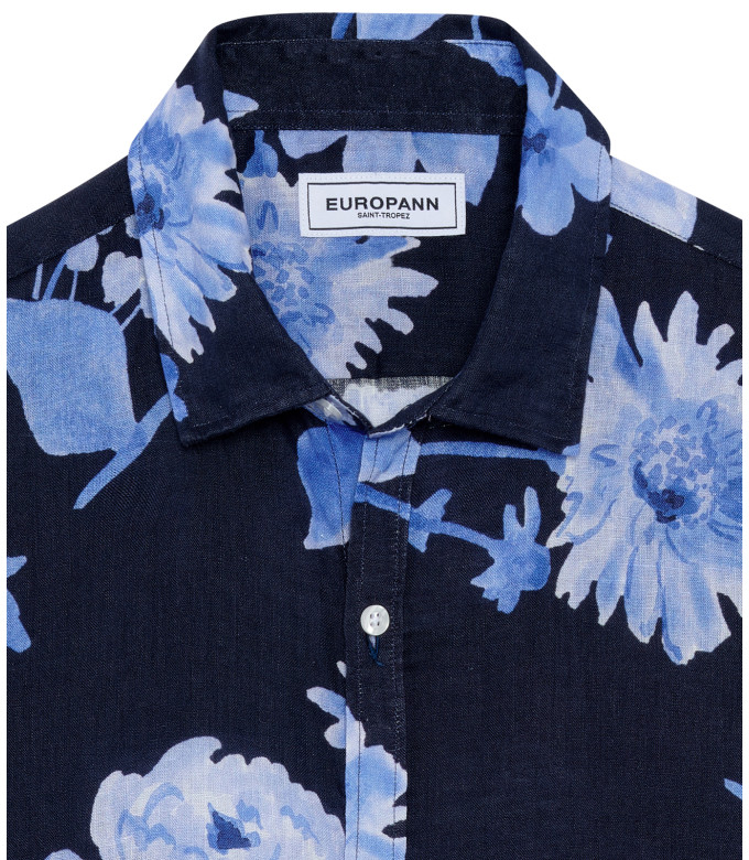 ELIAS - Cornflower flower print linen shirt