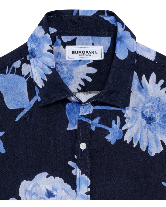 ELIAS - Cornflower flower print linen shirt