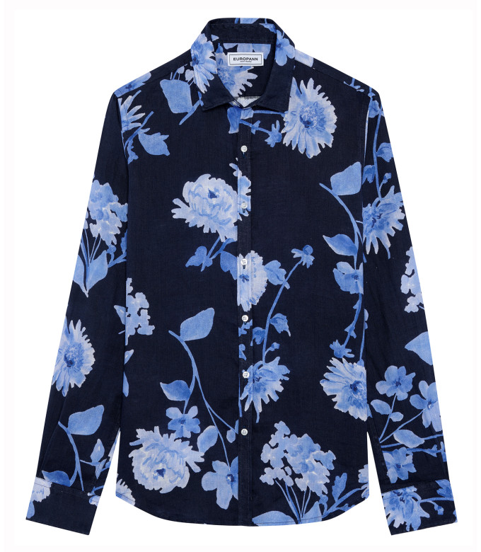 ELIAS - Cornflower flower print linen shirt