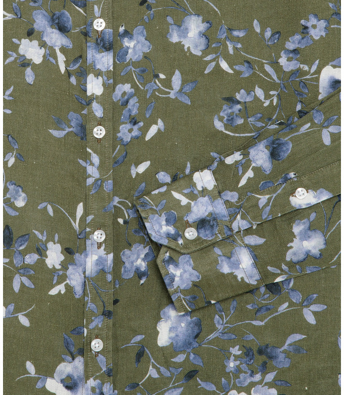 EAST -Flower print linen men's shirt