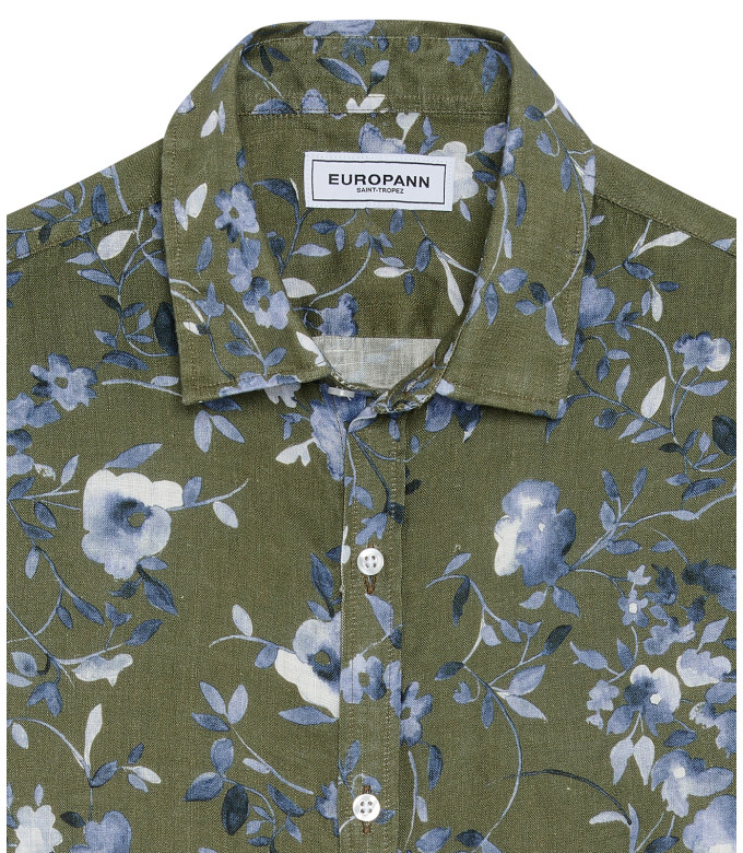 EAST -Flower print linen men's shirt