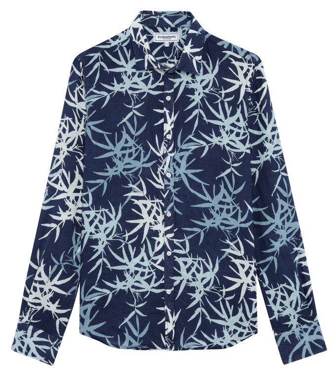 RALF - Navy blue floral print linen shirt