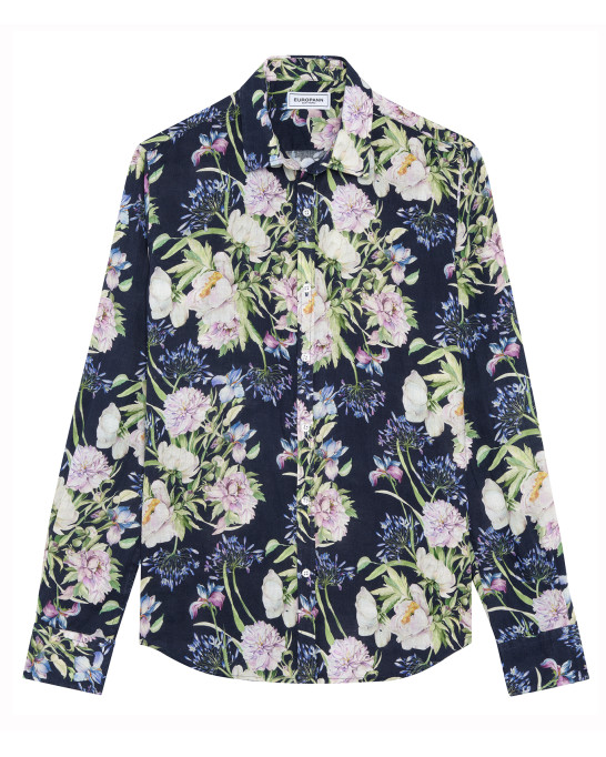 DAWSON - Marine floral print linen shirt