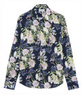 DAWSON- Camisa de lino con estampado floral azul marino
