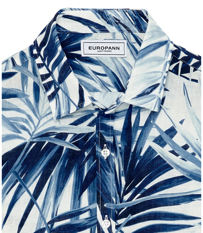 KANYE - White floral print linen shirt