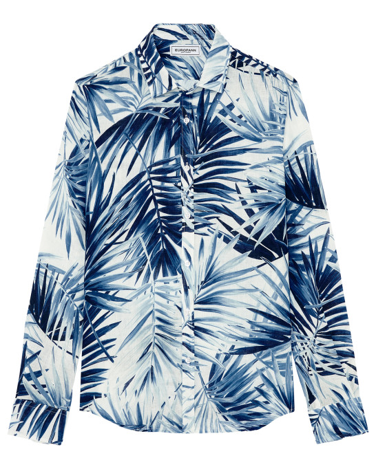 KANYE - White floral print linen shirt