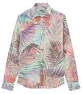 KANYE - Aqua floral print linen shirt