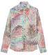 KANYE - Chemise en lin imprimé fleurie aqua