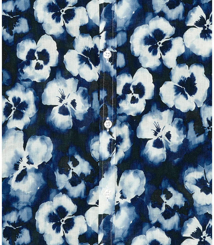 ADAM - Chemise lin imprimé marine