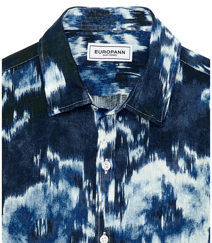 ADRIAN - Printed linen shirt with marine floral motifs