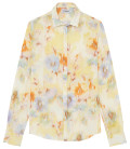 ADRIAN - Printed linen shirt with yellow floral motifs