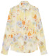 ADRIAN - Printed linen shirt with yellow floral motifs