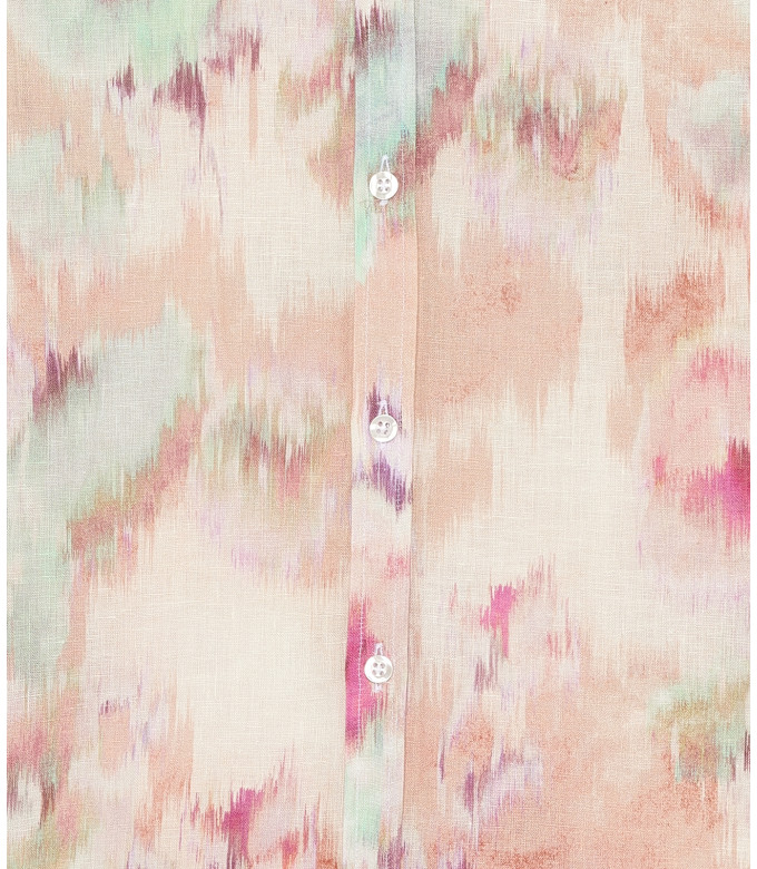 ADRIAN - Chemise imprimé en lin motifs floral rose
