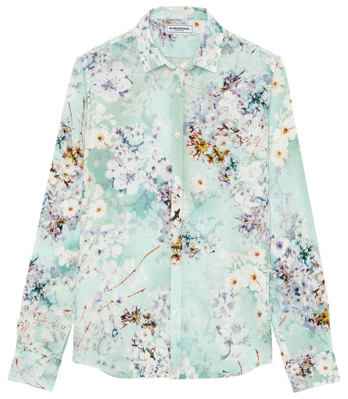 LORD- Chemise lin imprimé fleurie Aqua