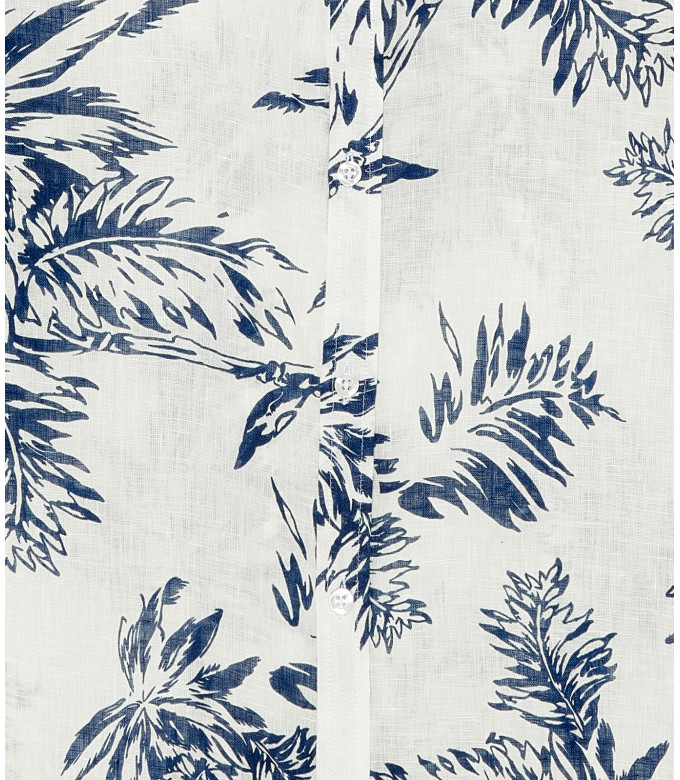 BLAKE - Chemise en lin imprimé fougere blanc