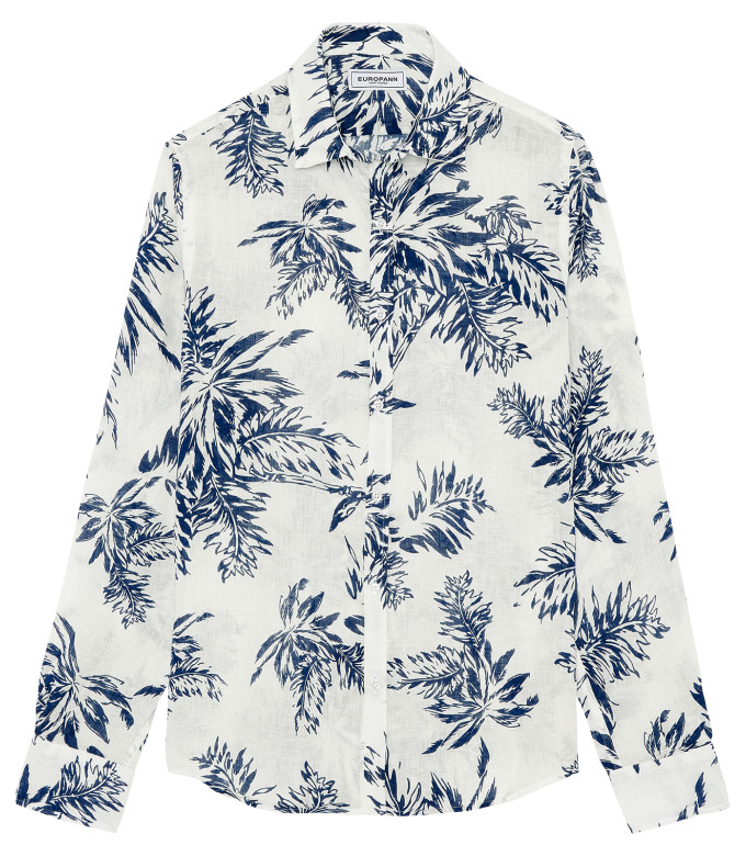 BLAKE - White fern print linen shirt