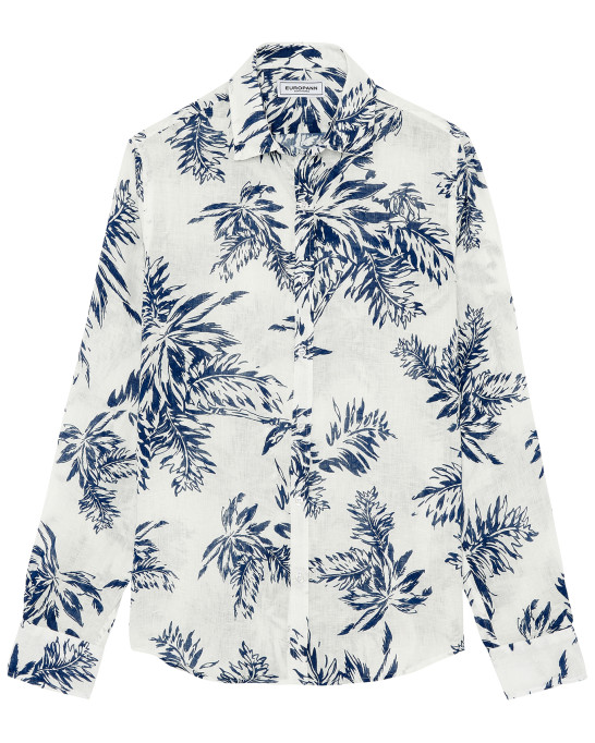 BLAKE - White fern print linen shirt