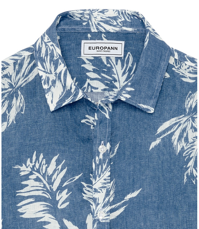 BLAKE - Chambray fern print linen shirt