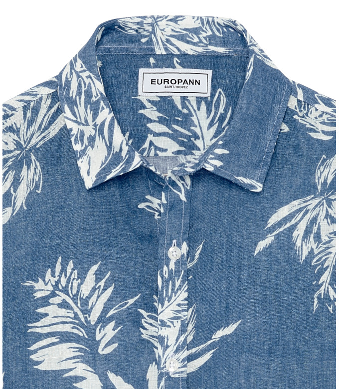 BLAKE - Chemise en lin imprimé fougere chambray