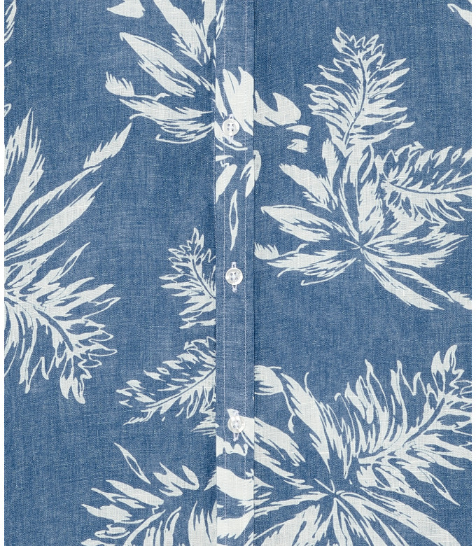 BLAKE - Chemise en lin imprimé fougere chambray