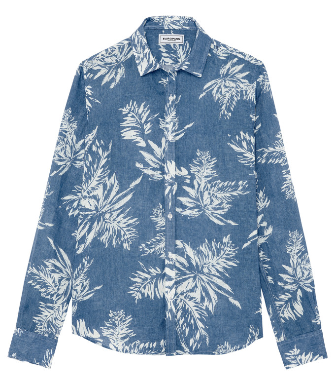 BLAKE - Chambray fern print linen shirt
