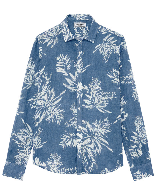BLAKE - Chemise en lin imprimé fougere chambray