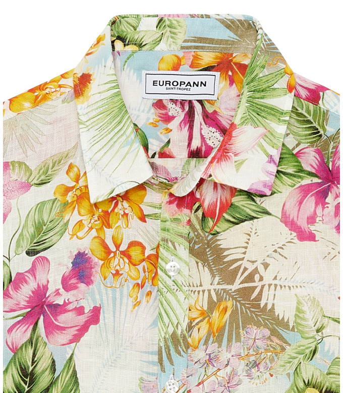 TAYLOR - Multi colored summer floral print linen shirt