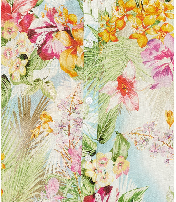 TAYLOR - Chemise en lin imprimée fleurie estivale coloris multi