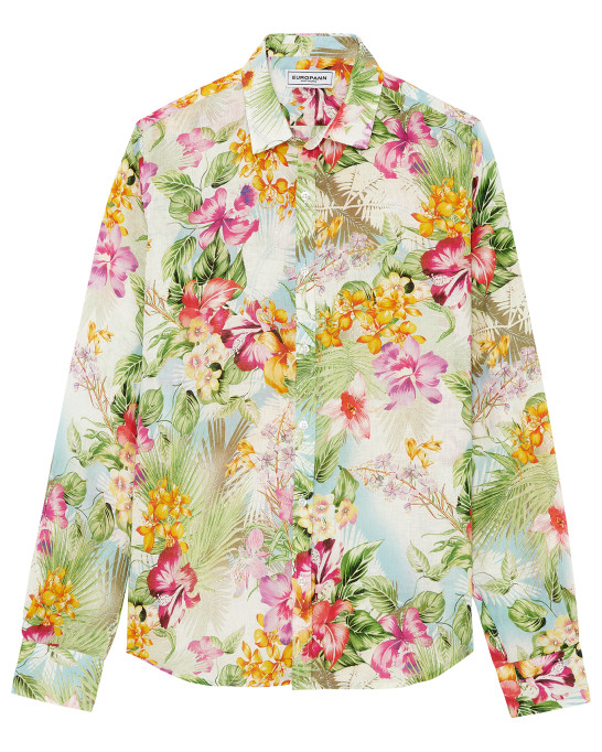 TAYLOR - Multi colored summer floral print linen shirt