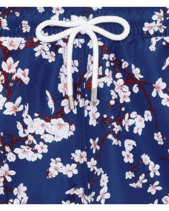 THEO Indigo Japanese flower print swim shorts