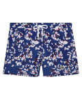 THEO Short de bain imprimé motif fleur japonaise indigo