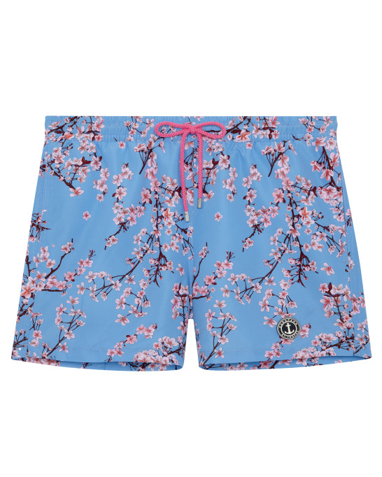 THEO Short de bain imprimé motif fleur japonaise ocean