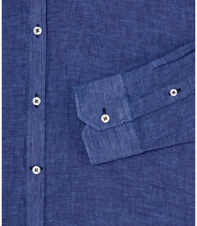 JONAS - Chemise unie lin indigo