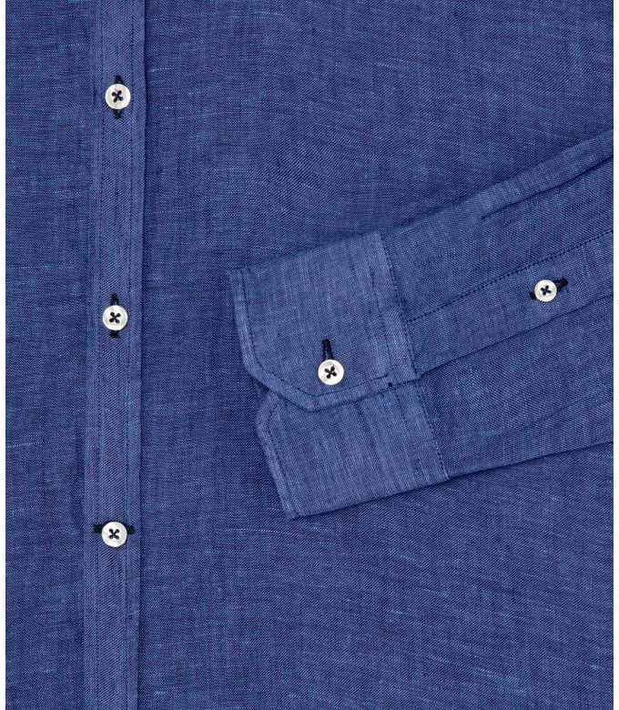 JONAS - Plain linen shirt indigo