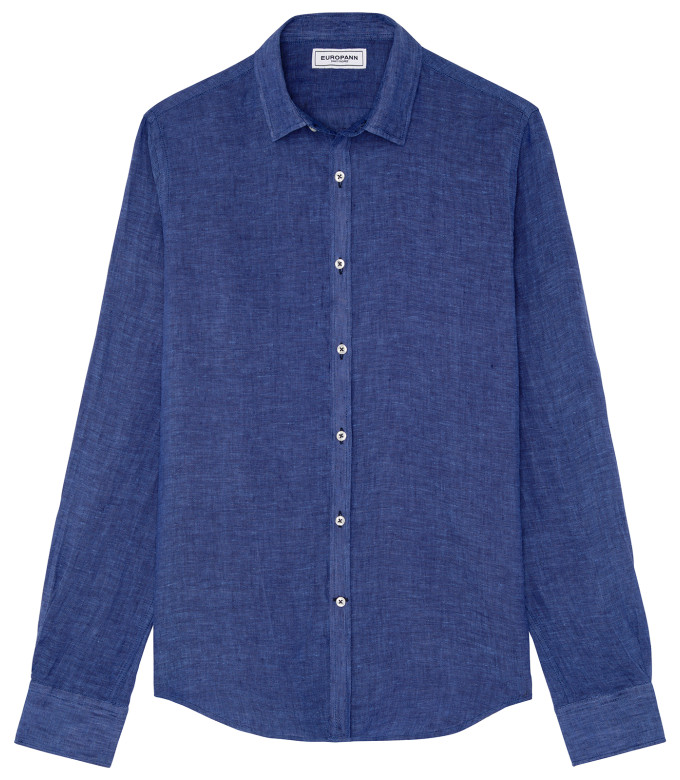 JONAS - Chemise unie lin indigo