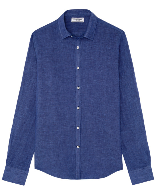 JONAS - Plain linen shirt indigo