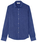 JONAS - Plain linen shirt indigo