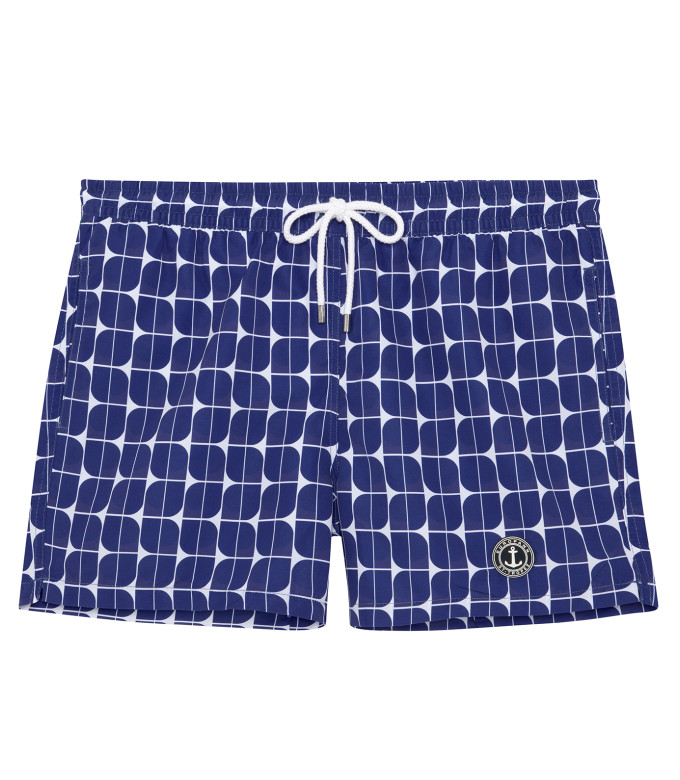 BRAN - Short de bain imprimé vintage année 80 Indigo