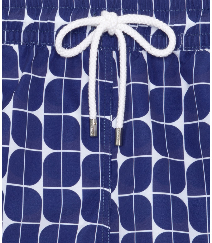 BRAN - Short de bain imprimé vintage année 80 Indigo
