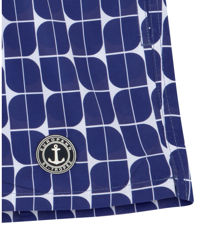 BRAN - Short de bain imprimé vintage année 80 Indigo