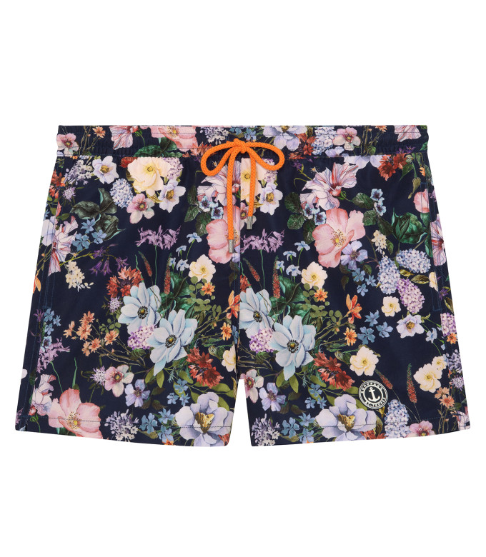 FLY - Short de bain imprimé fleurie estival bleu marine
