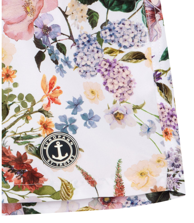 FLY - Short de bain imprimé fleurie estival ecru