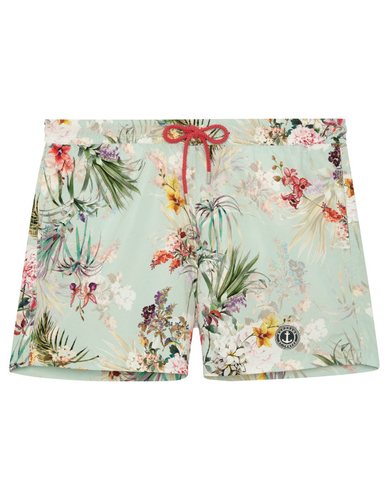 LUKA - Aqua Japanese flower print swim shorts