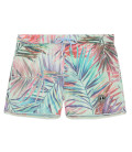 KAYDEN - Printed swim shorts with aqua palm leaf motif