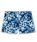 ALEX - Short de bain fleuri court bleu marine