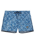 CRUZ - Short length navy blue leopard swim shorts