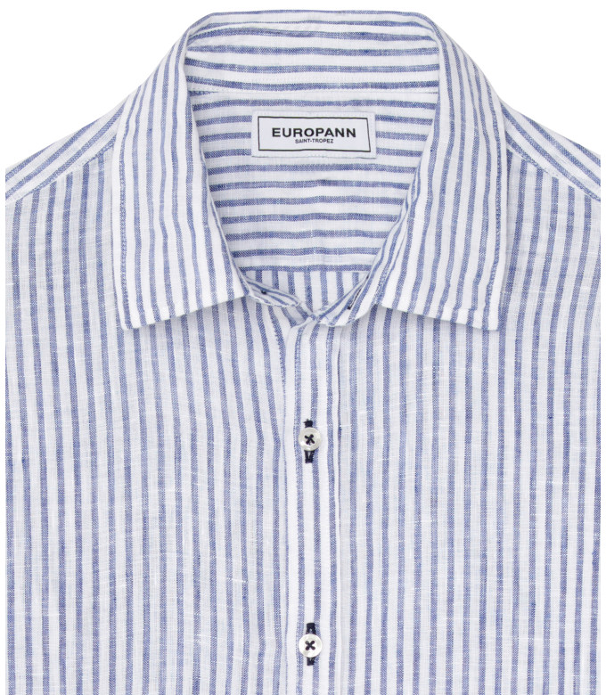 RAY - Linen thin stripes shirt blue