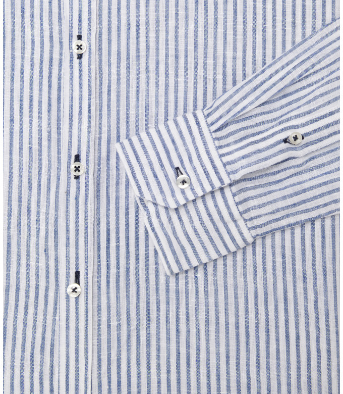 RAY - Linen thin stripes shirt blue