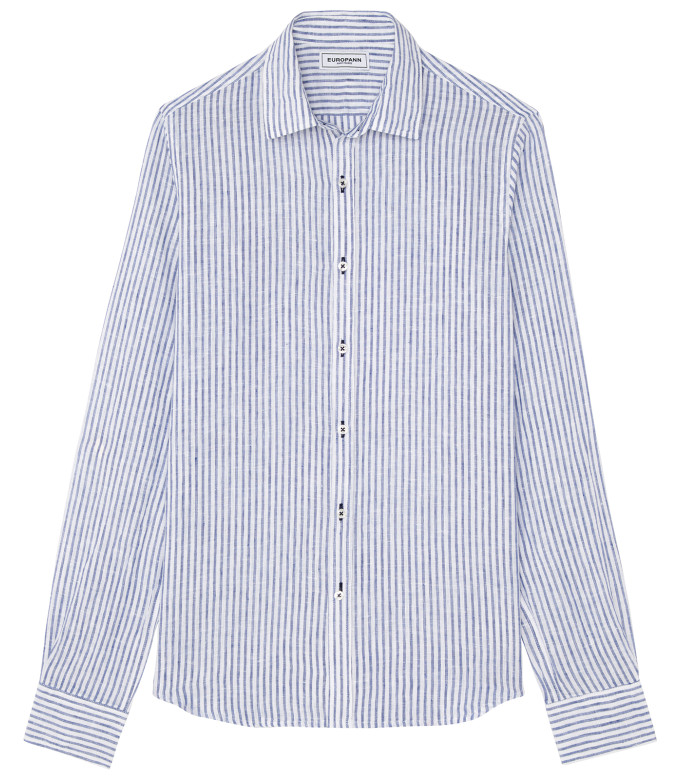 RAY - Linen thin stripes shirt blue